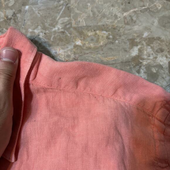 Vilebrequin Shirt Mens XL Pink 100% Linen Long Sleeve Button Beach Preppy - Picture 5 of 12